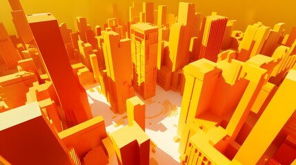 abstract cityscape with orange buildings