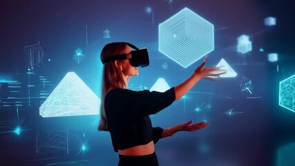 Poster - Woman Exploring Virtual Reality Generative AI