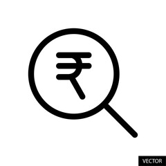 Poster - magnifying glass with inr symbol, indian rupee sign vector icon in line style design for website, ap