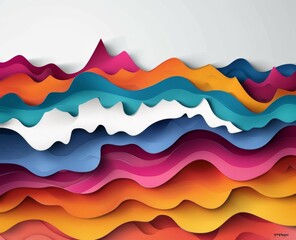 Wall Mural - Colorful abstract wave design with a bright sunset background