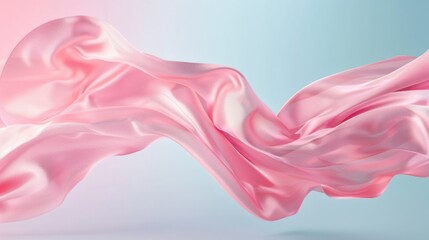 Poster - Delicate silk drapes gracefully, showcasing a blend of pink tones while flowing effortlessly against a calming pastel backdrop