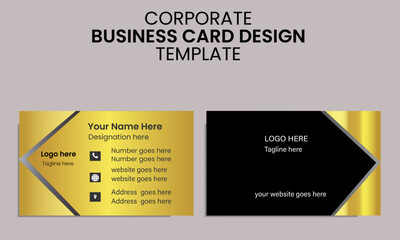 Wall Mural - gold & black color business card design template. creative & clean layout.