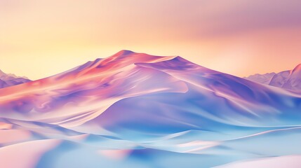 Wall Mural - Abstract Pink and Blue Mountain Landscape