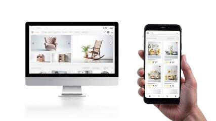 Wall Mural - Shopping and sales website for furniture. Desktop and mobile responsive design.