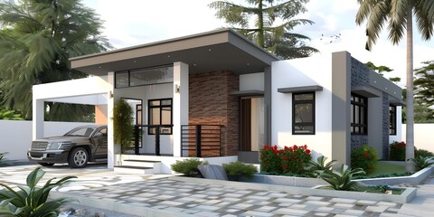 Poster - Modern Minimalist House Design with Concrete Walls