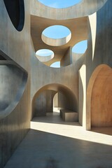 Wall Mural - Abstract Architectural Design with Circular Openings