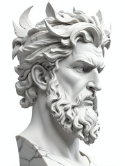 greek god hades marble statue head bust isolated on a background