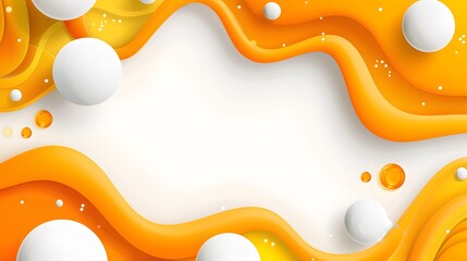 Poster - Abstract Orange And White 3D Waves Background