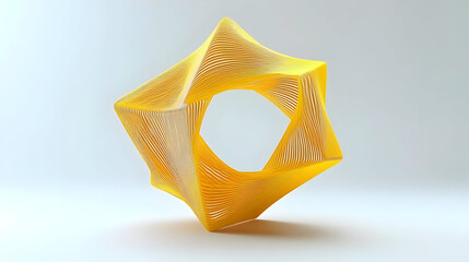 Wall Mural - A 3D abstract sculpture featuring a twisting yellow and white design with a central void.