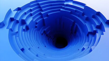 Wall Mural - A 3D rendering of a blue, layered vortex or funnel shape.