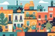 © duyina1990 - Colorful Buildings With Green Plants Illustration