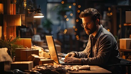 Poster - A focused programmer working on code on multiple monitors at night