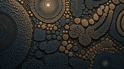 Poster - Abstract fractal ornament with floral elements and dotted texture.