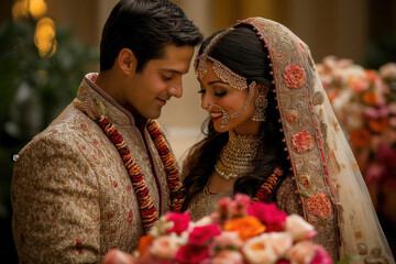 Indian wedding - bride and groom on horse