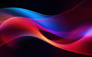 Poster - Vibrant abstract blue and red waveform with fluid motion and colorful gradients.
