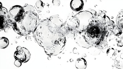 Wall Mural - A close-up view of bubbles in clear liquid, showcasing their shapes and movements.