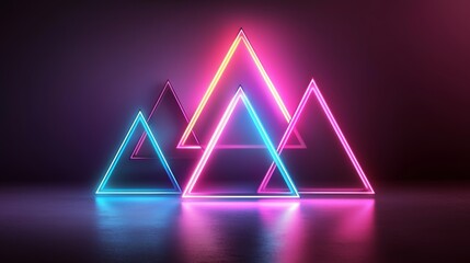 Wall Mural - Neon Triangles Abstract Background.