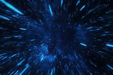 Wall Mural - hyperspace travel concept with blue light speed effect