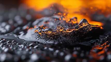 Canvas Print -  A tight shot of water droplets dancing on a wind-ruffled surface