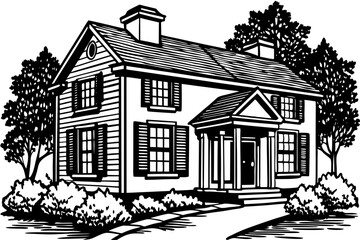 Sticker - Detailed house silhouette vector