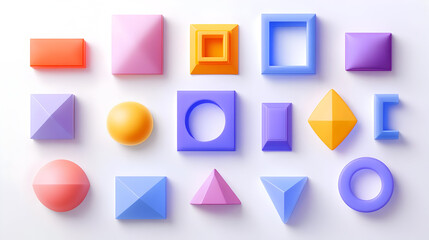 A collection of colorful geometric shapes arranged artistically.