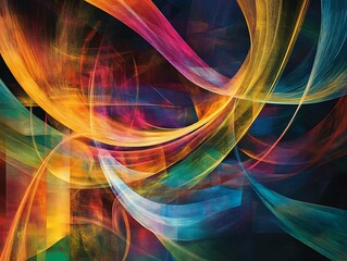 Poster - Abstract Art with Swirling Colors and Geometric Shapes