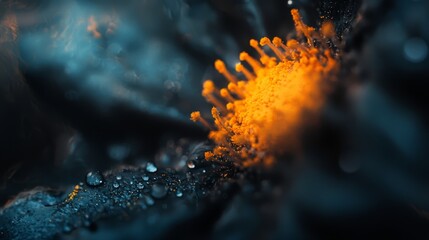 Wall Mural -  A close-up of a yellow flower with water drops on its petals