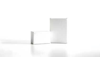 Wall Mural - Two white boxes sit together on a surface isolated with white highlights, png