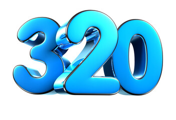 Wall Mural - Blue number 320 3d illustration. Advertising signs. Product design. Product sales