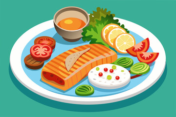 Wall Mural - Illustration vector of Healty Breakfast Egg and simple