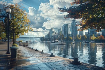 Wall Mural - a large body of water surrounded by tall buildings