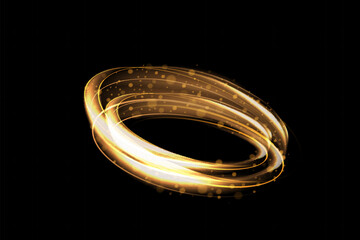 Wall Mural - neon swirl. curved yellow line light effect. yellow portal or energy tunnel. neon set swirl. glowing