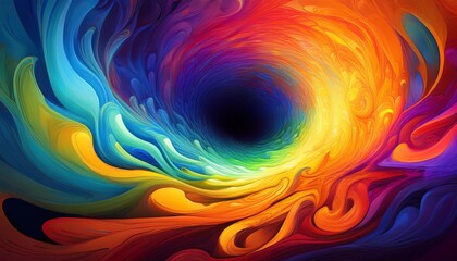 Canvas Print - psychedelic background featuring a hypnotic spiral vortex abstract colorful wallpaper. dynamic dimensions swirling colors