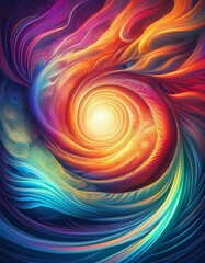 Canvas Print - psychedelic background featuring a hypnotic spiral vortex abstract colorful wallpaper. dynamic dimensions swirling colors