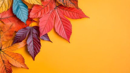 Wall Mural - Vibrant Autumn Leaves Corner Design, Perfect for Fall Themed Projects!