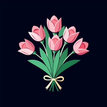 bouquet of pink tulips vector isolated illustration design