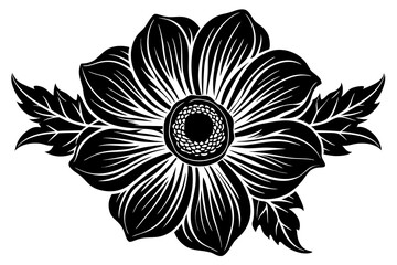 Poster - Flower line drawing black and white vector