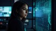 © Fred - Keen Female Observing Illuminated Digital Charts in Dim Setting