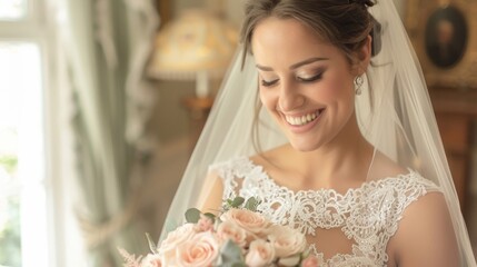 beautiful woman in wedding dress