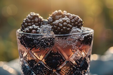 Wall Mural - a close up of a glass with some fruit in it