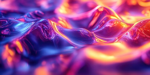 Poster - Abstract Wavy Surface with Neon Purple, Pink, and Orange Colors