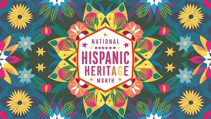 Wall Mural - National hispanic heritage geometric colorful concept design floral pattern background