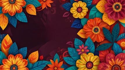 Wall Mural - National hispanic heritage geometric colorful concept design floral pattern background