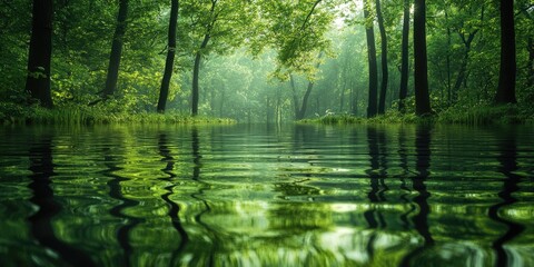 Sticker - Tranquil Forest Reflection in Still Water