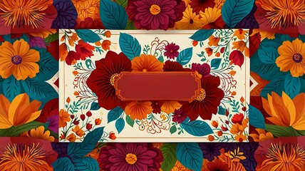 Wall Mural - National hispanic heritage geometric colorful concept design floral pattern background