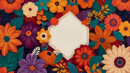 Wall Mural - National hispanic heritage geometric colorful concept design floral pattern background