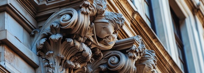 Poster - Ornate Stone Carving on a Building Facade