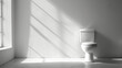 © Jafree - White bathroom toilet bathed in natural sunlight by the window. Concept of modern bathroom design, empty space, natural lighting, minimalist interior, home sanitation. Copy space