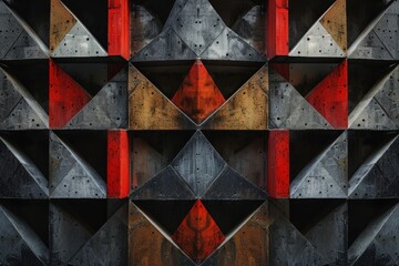 Poster - diverse shapes adorning a wall, produce a visually striking composition featuring geometric shapes a