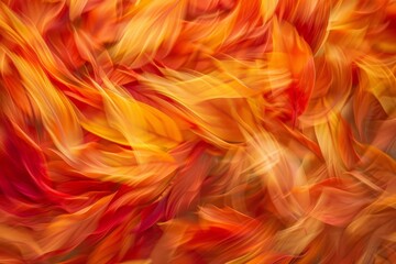 Wall Mural - Blurred orange and red leaves swirling in the wind outdoors, Red, orange, and yellow leaves swirling in the wind